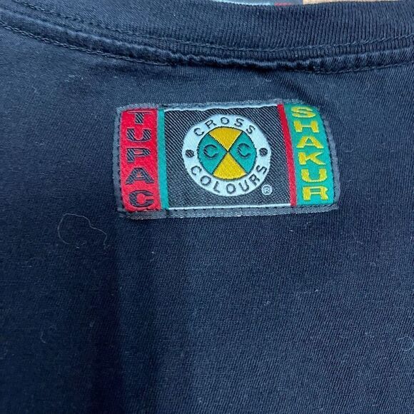 Cross Colours Men's 2Pac Tupac Shakur Portrait Short Sleeve T-Shirt Black Mediu - Picture 9 of 10